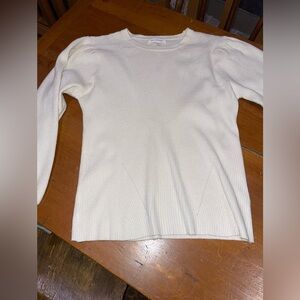 BLU PEPPER - detailed bishop sleeve crew neck cream sweater - size large